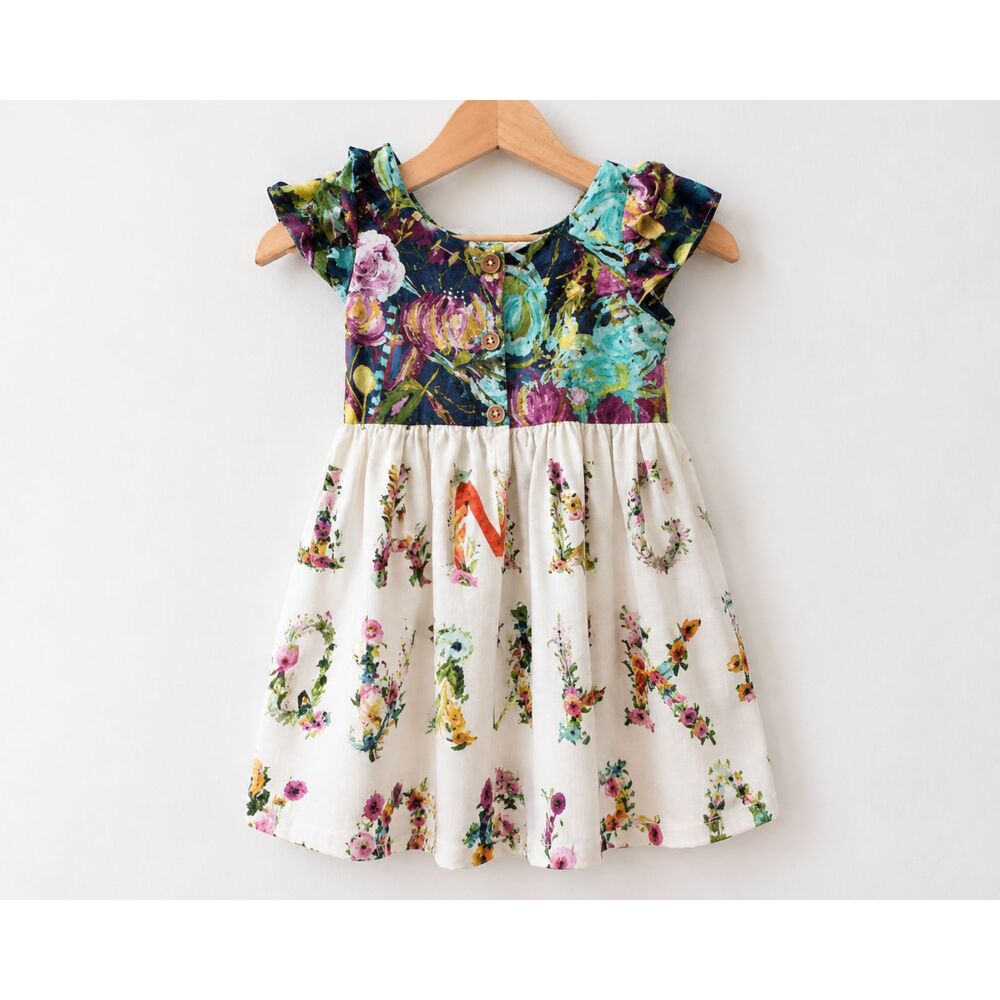 Little Bird Clothing Co Girls Size 8 ABC Floral Pocket Dress EUC Back to School